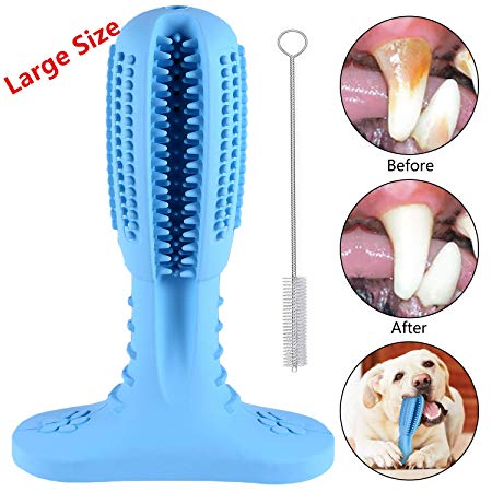 Cutiful Upgraded Version Dog Toothbrush Dog Chew Tooth Cleaner Brushing Stick Natural Rubber Doggy Puppy Dental Care Dog Chew Toys Toothbrush for Pet Puppies