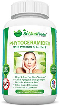 BeMedFree.com Phytoceramides - 350 mg Capsules Natural Vegan Ceramides With Vitamins A, C, D & E