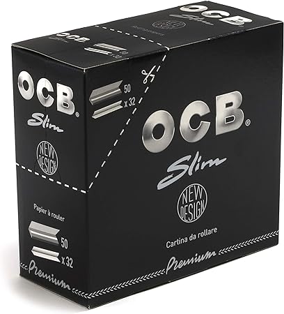 OCB Premium Black Rolling Papers Slim (44mm x 109mm) - 50 packs of 32 papers
