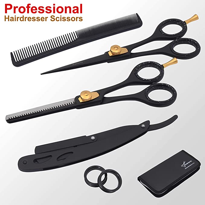 Hairdressing Barber Salon Scissors Razors Edge Series 6", Thinning Scissors 6", Shaving straight Razor Set, Hair trimming Scissors,Hair Styling Scissors,