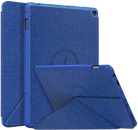 MoKo Folio Case for All-New Fire HD 10 & Fire HD 10 Plus Tablet（11th Generation, 2021 Release, Origami Standing Shell Cover Case with Multi Angle Magnetic TPU Back Cover for 10.1 Inch Tablet, Indigo