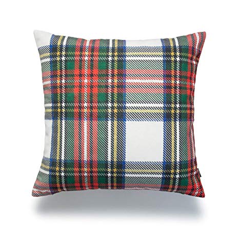 Hofdeco Decorative Throw Pillow Cover ONLY, Gray Classic Stewart Scottish Tartan Plaid (Canvas), 18"x18"