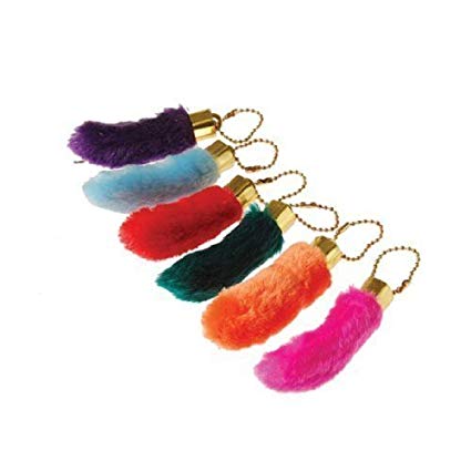 Assorted Color Faux Fake Lucky Rabbit's Foot Key Chains Key Rings (4-Pack)