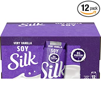 Silk Shelf-Stable Soymilk Singles, Very Vanilla, Dairy-Free, Vegan, Non-GMO Project Verified, 8 oz. (Pack of 12)