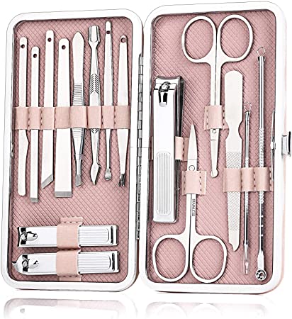 Nail Clippers Set for Women Men,16pcs Professional Stainless Steel Manicure Pedicure Set  Nail Grooming Kit with a Portable Case for Travel and Home