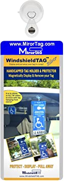 JL Safety Windshield Tag Handicap Placard Protective Holder with Suction Cup. Magnetically Display & Remove Tag