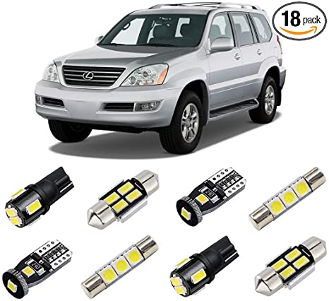 BRISHINE White Interior LED Lights Kit for Lexus GX470 2003 2004 2005 2006 2007 2008 2009 Super Bright 6000K Interior LED Bulbs Package   License Plate Lights and Install Tool