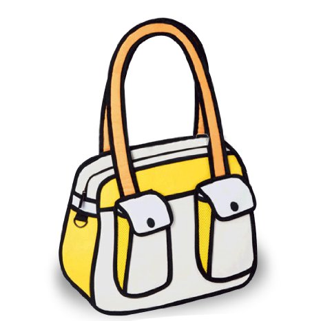 Totoab Canvas From Cartoon Shoulder Paper Messenger Bag 2D Drawing 3D Jump Handbag(Yellow)
