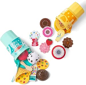 Melissa & Doug Play to Go 2-Pack: Cake and Cookies and Ice Cream, Play Food Travel Toys for Boys and Girls 3