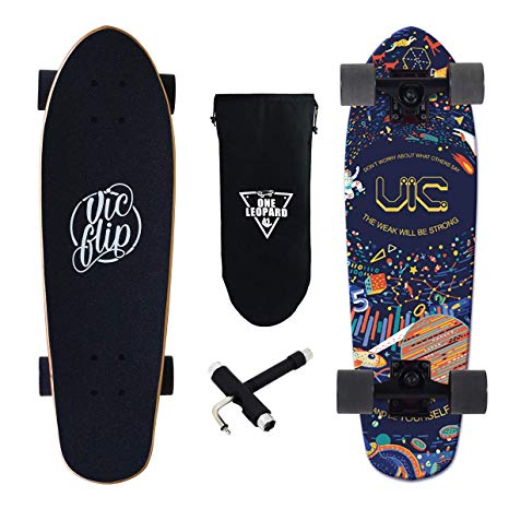 SHYSONG 27" 7-Ply Canadian Maple Deck Skateborad,Travel and Play Ollie Skills,Bear 300 pounds