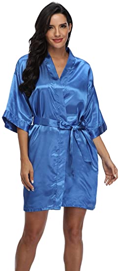 Women's Pure Short Silky Robes Bridesmaid Bride Party Satin Robes Sleepwear