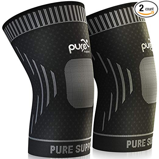Knee Brace Compression Knee Sleeve - Knee Support Patella Stabilizer for Meniscus Tear - Arthritis Pain - Best for Running - Crossfit - Sports - Ideal for Women - Men Kids Pair Wrap