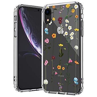 MOSNOVO iPhone XR Case, Clear iPhone XR Case, Wildflower Floral Flower Pattern Clear Design Transparent Plastic Hard Back Case with Soft TPU Bumper Protective Case Cover for Apple iPhone XR