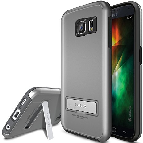 Galaxy S6 Case, OBLIQ [Skyline Advance][Gun Metal/Black] Kickstand Thin Bumper Armor Scratch Resist Fit Metallic Finish Dual Layered Heavy Duty Hard Protection Hybrid Clear Case (for Samsung Galaxy S6)