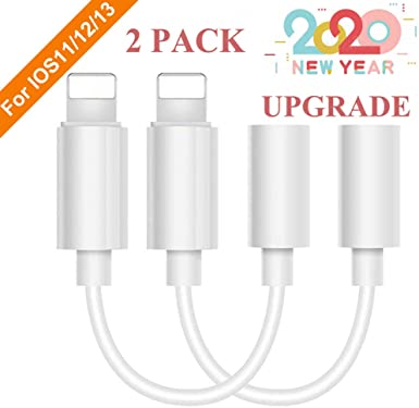 Lighting to 3.5 mm Headphone Adapter Earphone Earbuds Adapter Jack 2 Pack,Convenient to Use,Compatible with Apple iPhone 11 Pro Max X/XS/Max/XR 7/8/8 Plus Plug and Play Cable Security Devices