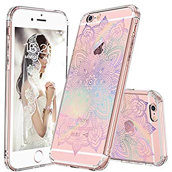 iPhone 6S Plus Case, iPhone 6 Plus Clear Case, MOSNOVO Gradient Rainbow Henna Mandala Printed Clear Design Plastic Back Case with TPU Bumper Case Cover for Apple iPhone 6 Plus/6S Plus (5.5 Inch)