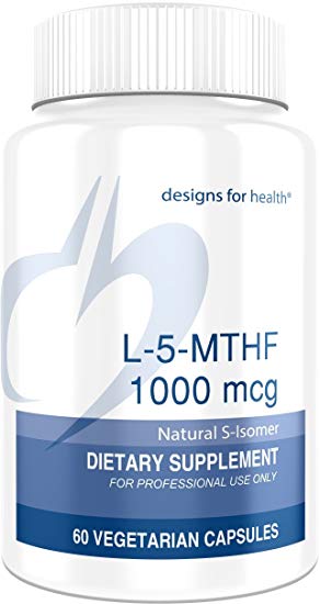 Designs for Health - L-5-MTHF - 1mg, Quatrefolic, Active B9 Methylfolate, 60 Capsules