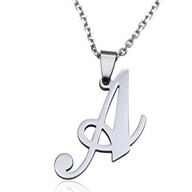 FUNRUN Womens Mens Stainless Steel Initial Letters Pendant Necklace