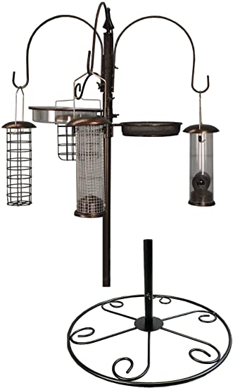 Selections Metal Complete Bird Feeding Station with 4 Feeders plus Patio Stand