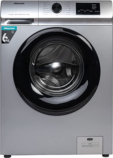 Hisense 6.0 Kg Fully-Automatic Front Loading Washing Machine (WFVB6010MS, Silver, Steam Wash, Built in Heater ), ‎Silver