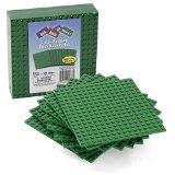 Brick Building Base Plates By SCS - Small 5x5 Green Baseplates 10 Pack - Tight Fit with Lego