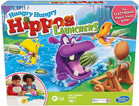 Hungry Hungry Hippos Launchers Game for Children Aged 4 and Up, Electronic Pre-School Game for 2-4 Players