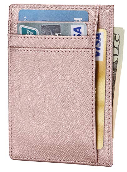 EKCIRXT Slim RFID Blocking Card Holder Minimalist Leather Front Pocket Wallet for Women or Men