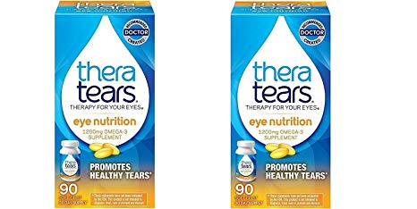 TheraTears Eye Nutrition Omega 3 Supplements, Organic Flaxseed Triglyceride Fish Oil and Vitamin E, 90 Soft Gel Capsules (2 Pack)