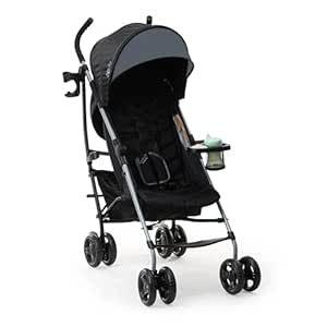 Summer by Ingenuity 3Dlite Convenience Stroller, Lightweight Travel Stroller, UPF 50  Canopy, Cup Holder & Snack Tray, Gray - Age 6 Months Up to 50 Lbs.