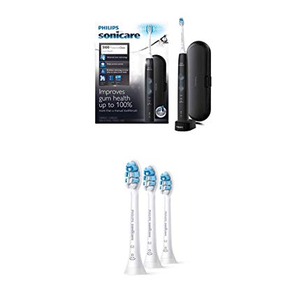 Philips Sonicare ProtectiveClean 5100 Electric Rechargeable Toothbrush with Genuine Philips Sonicare Optimal Gum Health Replacement Toothbrush Heads, White 3-pk