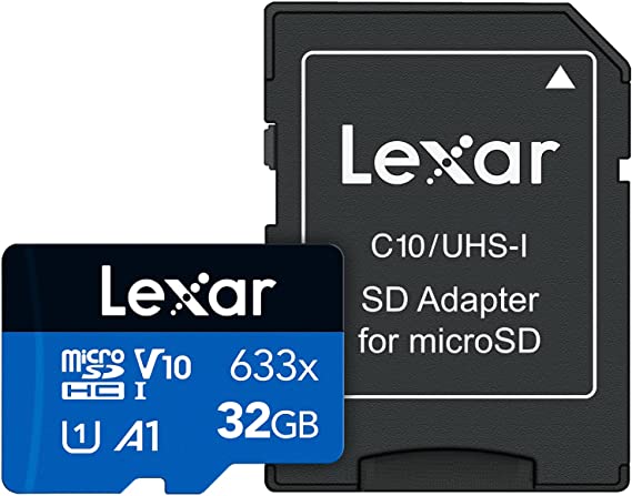 Lexar High-Performance 633x 32GB microSDHC UHS-I Card w/ SD Adapter, Up To 100MB/s Read, for Smartphones, Tablets, and Action Cameras (LSDMI32GBBEU633A)