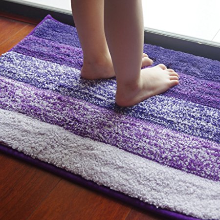 Anfayejia Non-slip Microfiber Bath Rug Shower Mat Super Soft for Bathroom Bedroom Kitchen 15.8*23.7inch Purple