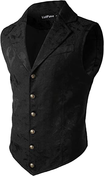 VATPAVE Mens Victorian Suit Vest Steampunk Gothic Waistcoat