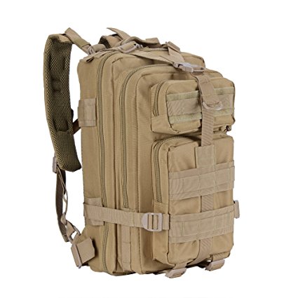 Outdoor Tactical Backpacks Large Capacity 3P Assault Pack Rucksacks for Outdoor Hiking Camping Trekking Hunting Tan Waterproof