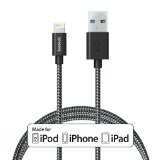 Apple MFi Certified Inateck 6ft 18m Nylon Braided Lightning to USB Cable Charging Cord with Heat-Resistant Connector for Apple iPhone 6s Plus iPhone 6s 6 5s iPad Pro iPad Air iPad Mini Black