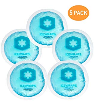 IceWraps Round Reusable Gel Ice Packs with Cloth Backing – Great for: Wisdom Teeth, Breastfeeding, Tired Eyes, Kid's Injuries, Headaches, Sinus Relief and More. Use as Hot or Cold Packs (Blue – 5 Pack)