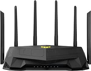 ASUS TUF Gaming WiFi 6 Router (TUF-AX6000) -Dedicated Gaming Port, Dual 2.5G Port, 3 Steps Port Forwarding, Extendable Router with AiMesh, AiProtection Pro Network Security, Aura RGB Lighting