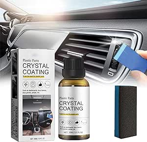 Crystal Coating for Car Plastic Parts, 2024 Best Crystal Coating Plastic Restorer, Crystal Coating Refurbish Agent with Sponge Long Lasting, Restaurador de Plásticos para Auto (1 Pcs)