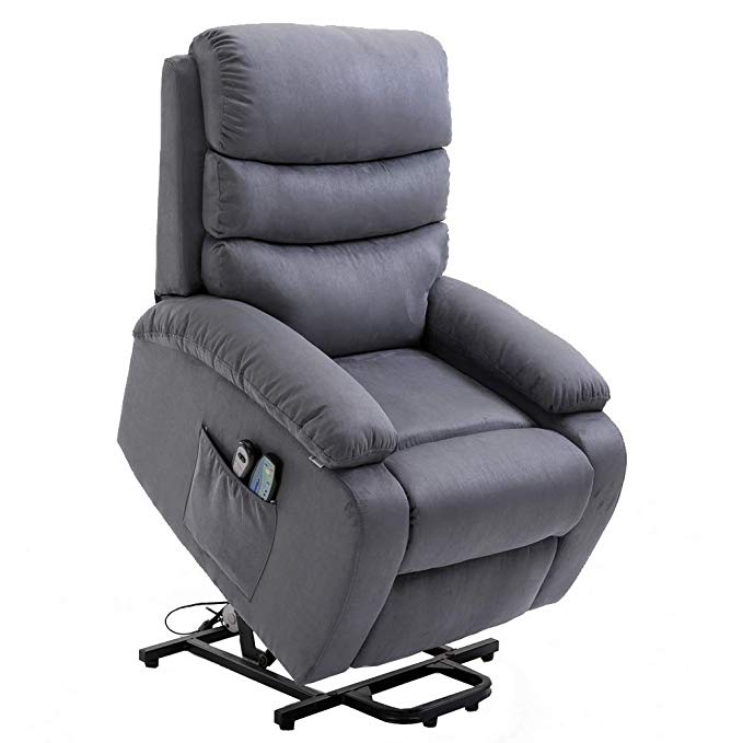 Homegear Microfiber Power Lift Electric Recliner Chair with Massage, Heat and Vibration with Remote (Charcoal)
