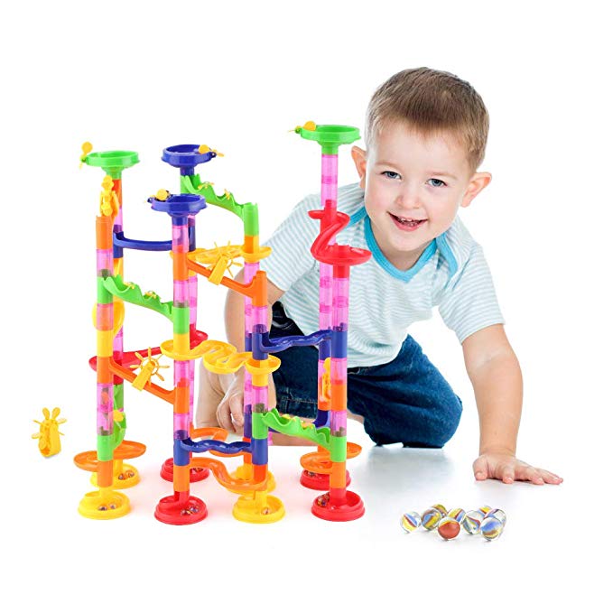 YOHOOLYO Marble Run Toy Set 105pcs Marble Race Game Building Toys Construction Game for Kids and Toddlers