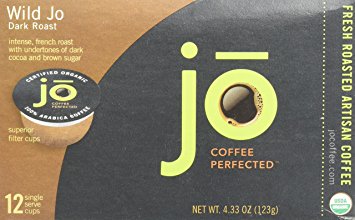 WILD JO: 12 Cup Organic Dark French Roast for K-Cup Coffee Brewers, Bold Strong Wicked Good! Keurig 1.0 & 2.0 Eco-Friendly Cup, Our Most Popular, USDA Certified, 100% Arabica, No Additives, Non-GMO