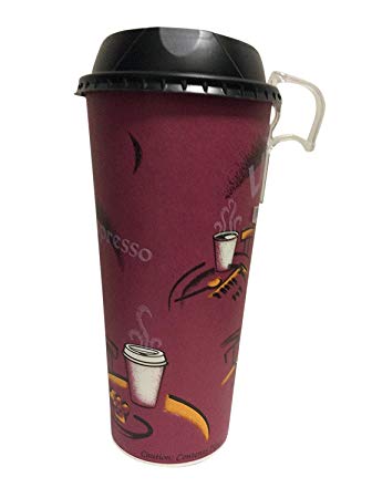 24 oz. paper coffee cups with lids - 50 sets
