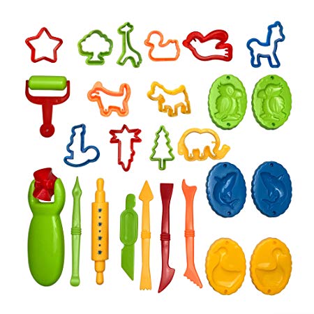 Lemimo 26 PCS Clay Dough Tools Kit Colorful Cutters Molds Rollers Play Accessories Kids