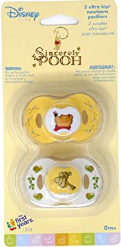 Disney Baby Sincerely Pooh Ultra Kip Newborn Pacifiers, 0  Months