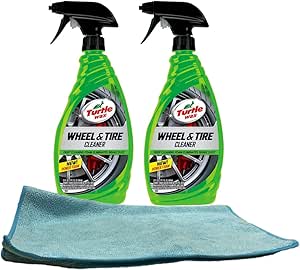 Turtle Wax Heavy Duty All Wheel and Tire Cleaner (23 oz) Bundle with Microfiber Cloth (3 Items)