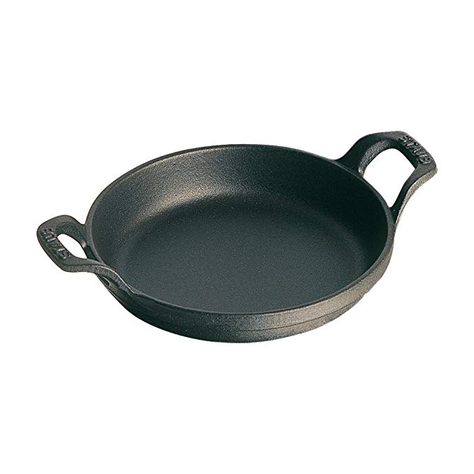 Staub 1302023 Cast Iron Round Gratin Baking Dish, Black Matte