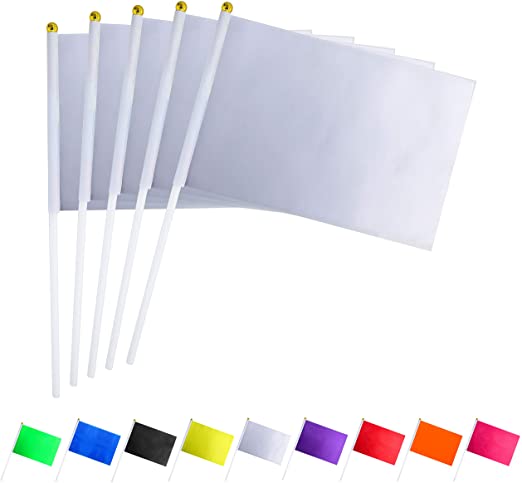 Consummate 25 Pack Solid White Blank Flag Small Mini Plain White DIY Flags On Stick,Party Decorations for Parades,Grand Opening,Kids Birthday,Party Events Celebration