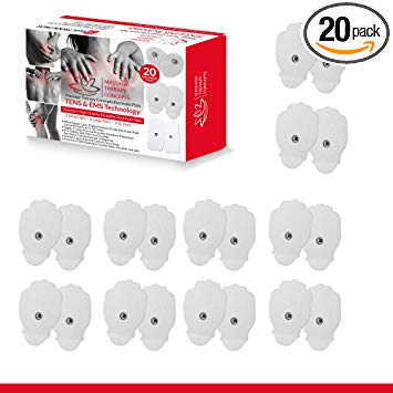 TENS Unit Pads - Premium Quality Snap Replacement Electrodes for TENS and EMS Electrotherapy - Self Adhesive Reusable Patches up to 30 Times (20 Large Pads) (1.9"X 2")