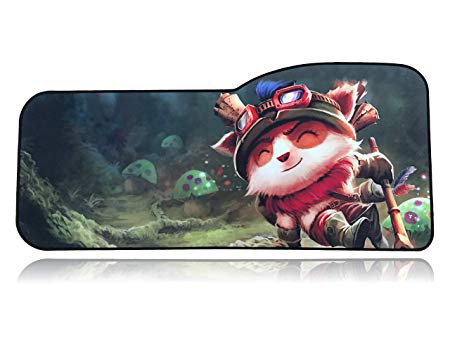 Extended Size Custom Gaming Mouse Pad - Anti Slip Rubber - Stitched Edges - Large Desk Mat - 28.5" x 12.75" x 0.12" (Teemo)