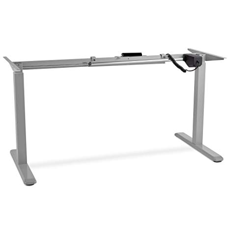 VonHaus Electric Sit Stand Desk Frame | Sitting and Standing Desk Converter/Riser | Low Noise Motorised Height and Width Adjustable (Grey)